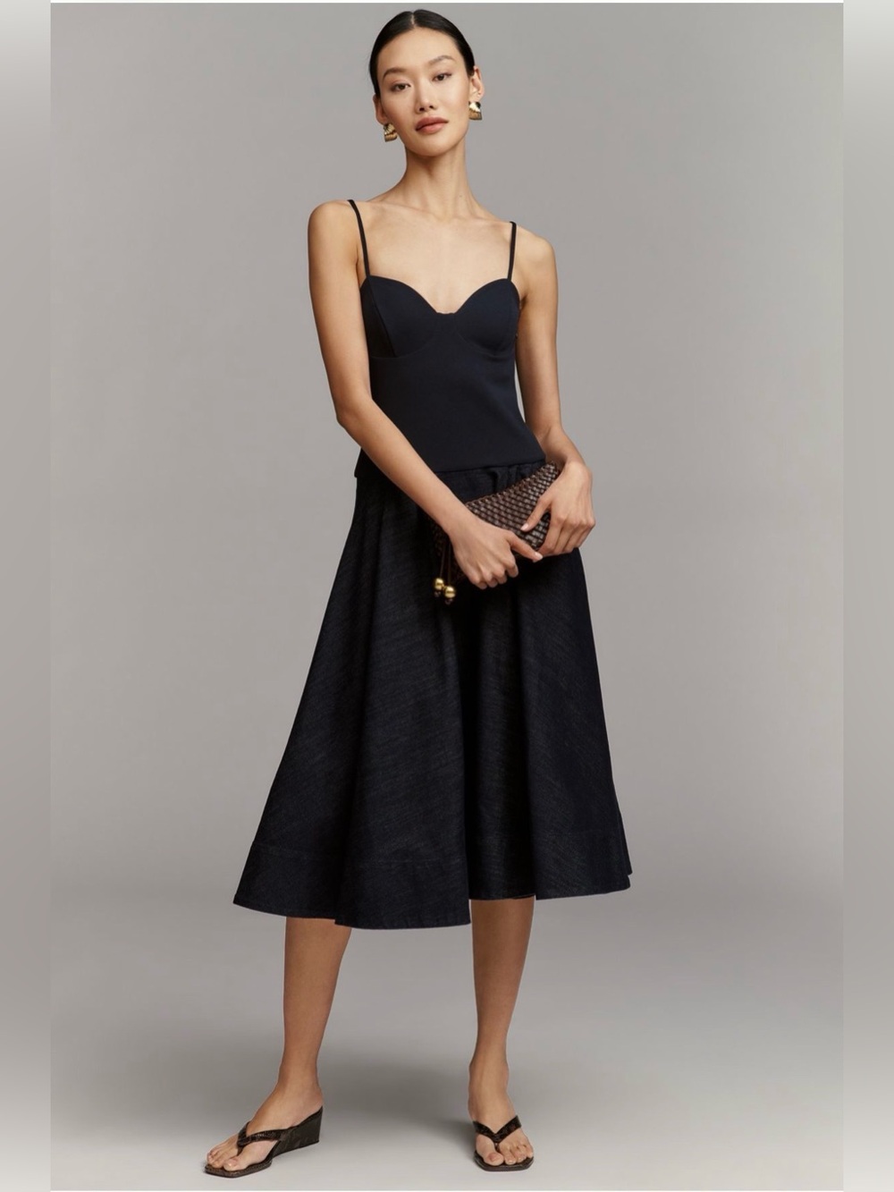 Mare Mare Knit Denim Twofer Midi Dress
